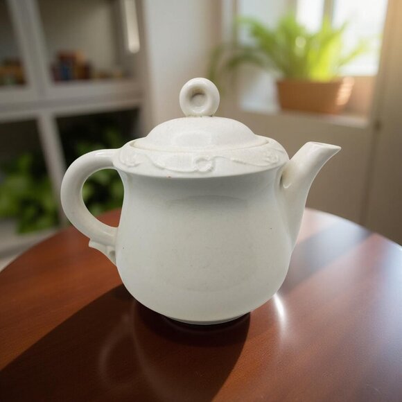 Vintage Porcelier Ironstone Teapot With Sailboat Design - Picture 3 of 10